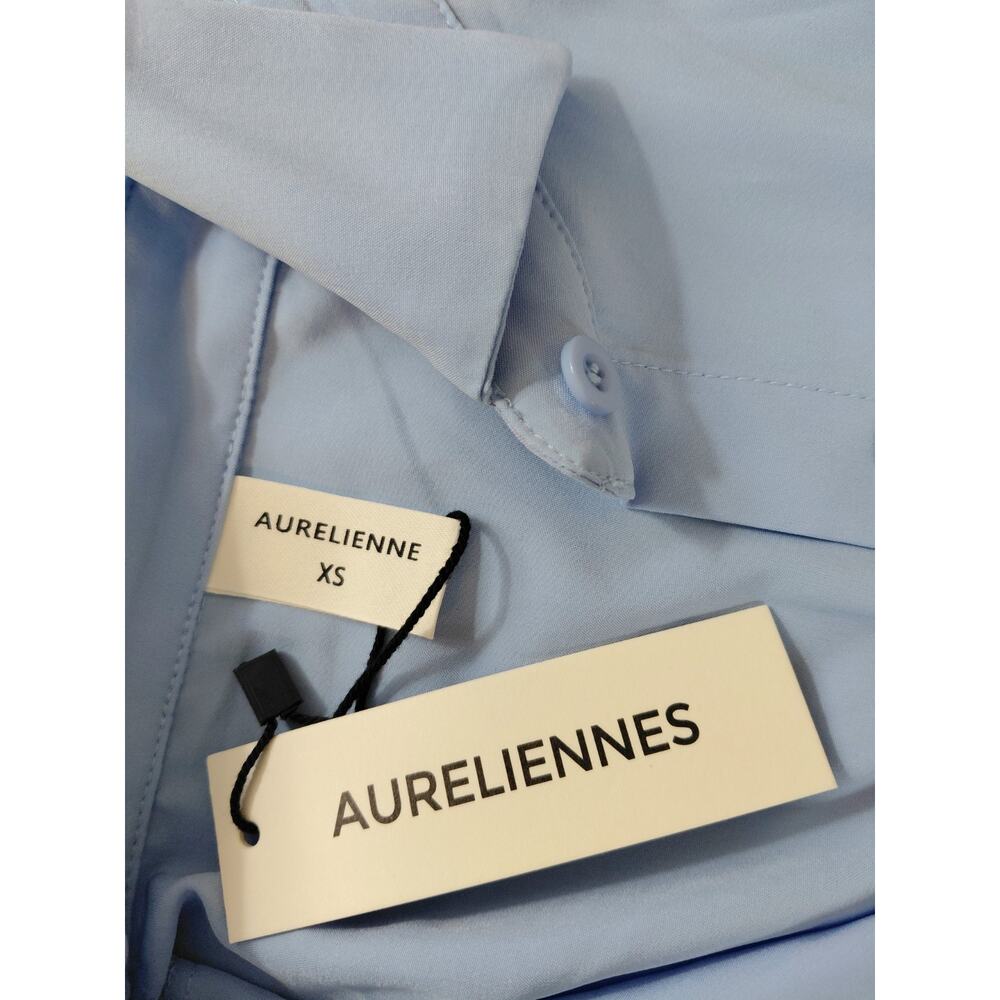 NWT Aureliennes Light Blue Tie-Waist Shirt Oversized Size XS/S Tailored Minimal - Picture 12 of 15